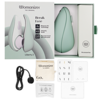 WOMANIZER - LIBERTY 2 STIMULATOR & CLITORIS STIMULATING WAVES LIGHT GREEN